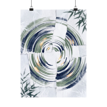 Serene Water Ripple Wall Art Print - Sumi E Zen
