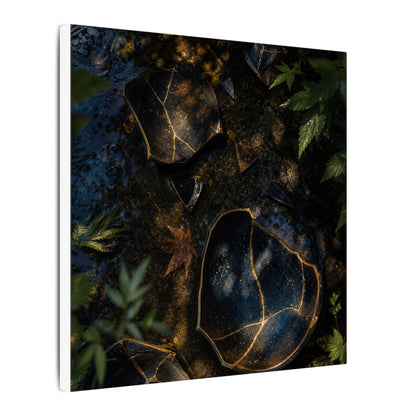 Dark Japandi Broken Pottery in Dappled | Shadow Zen Canvas Art