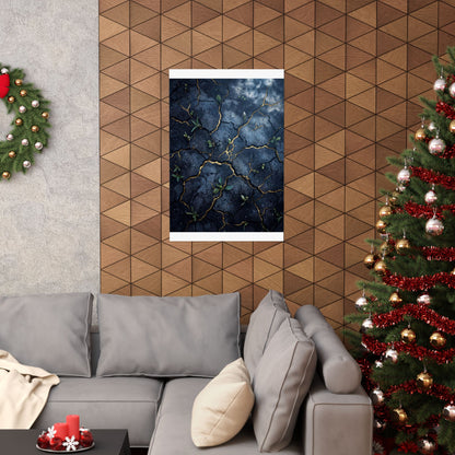 Shibui Cracked Earth Wall Art Print - Kintsugi Broken Beauty
