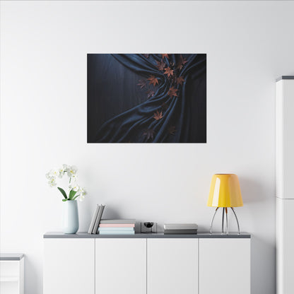 Silk Drape Autumn Canvas Art | Dark Japandi Sophisticated Design