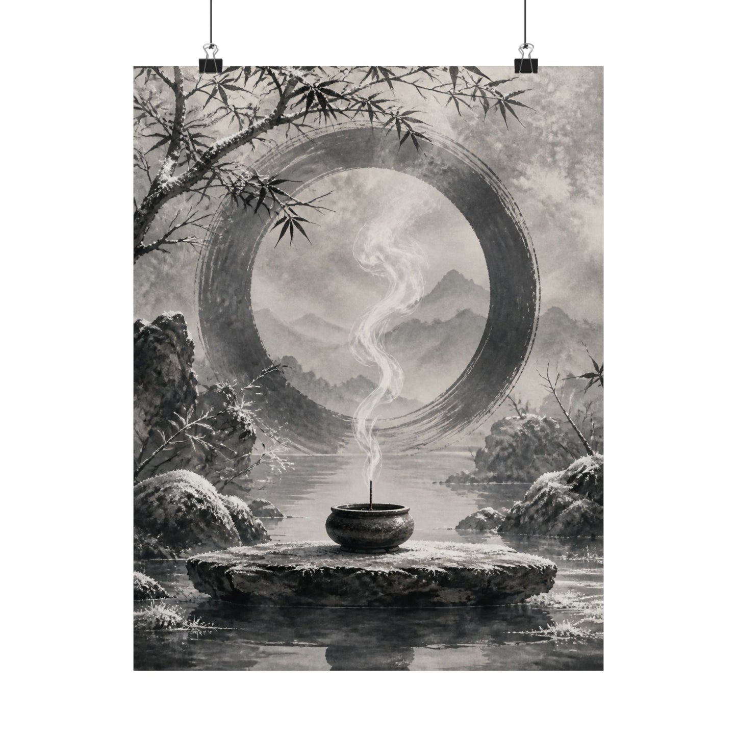 Dappled Incense Smoke Wall Art Print - Zen Seijaku