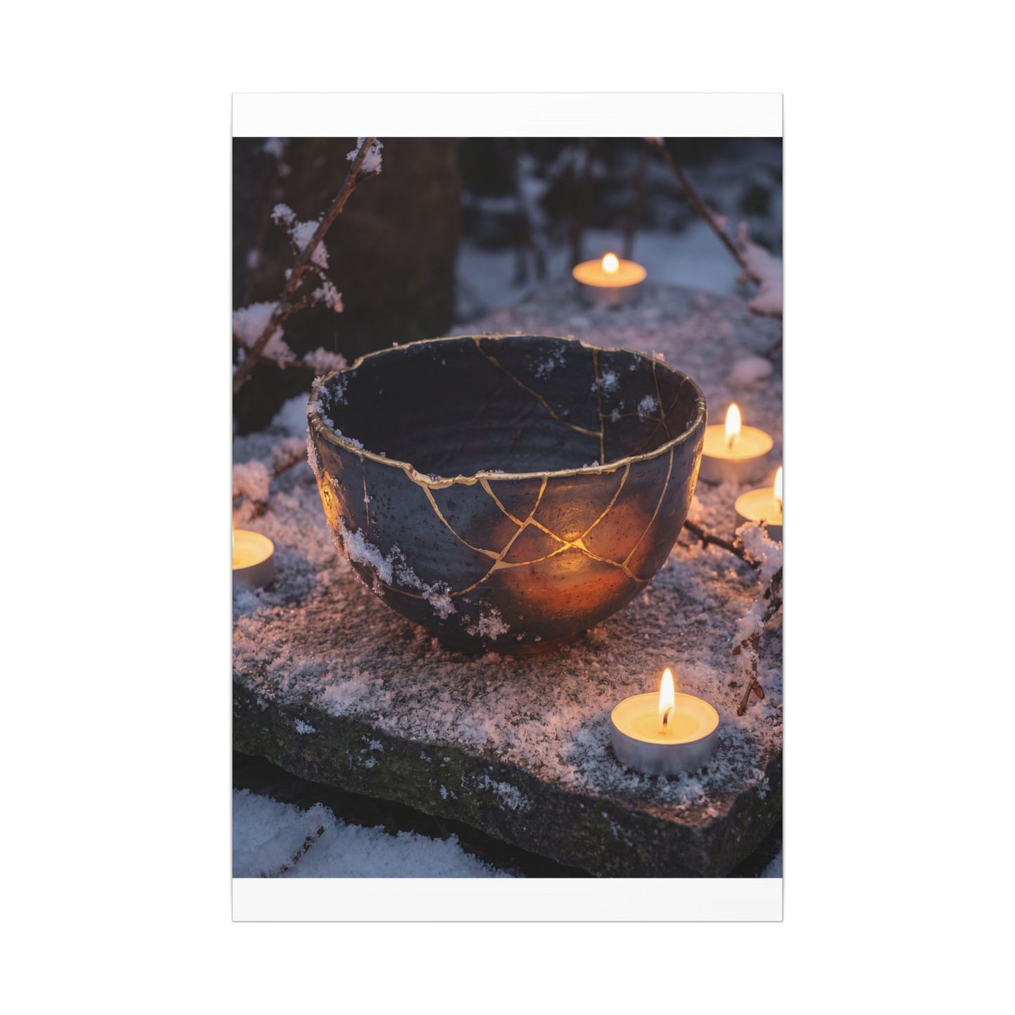 Ceramic Bowl Gold Repair Canvas Art | Beautiful Kintsugi Art