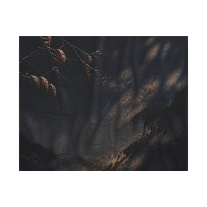 Atmospheric Silk Drape Canvas Art - Charcoal Ink Dark Japandi