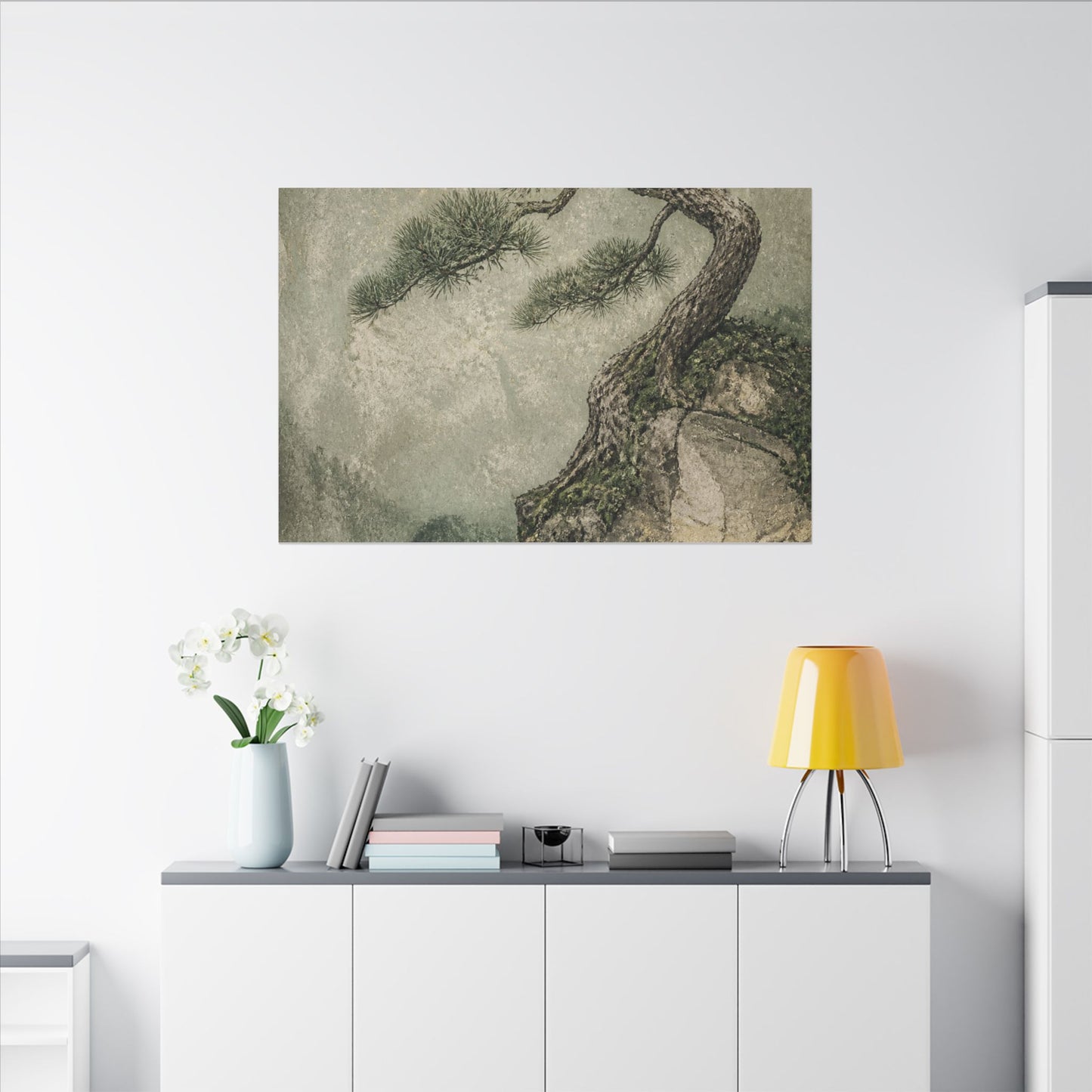 Fukinsei Pine Tree Canvas Art - Japandi Texture