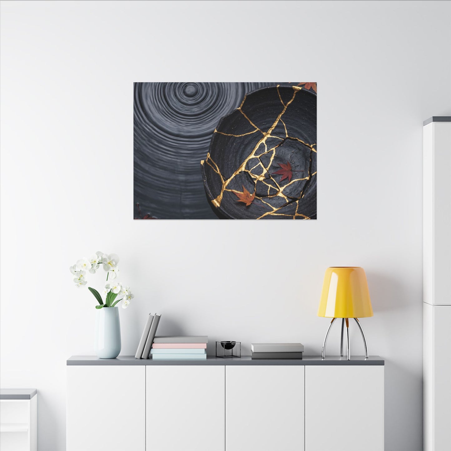 Philosophical Water Ripple Canvas Art - Gold Repair Kintsugi