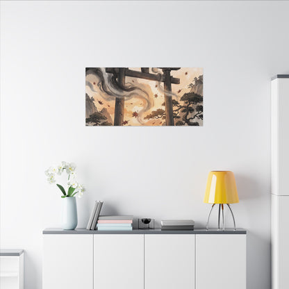Torii Gate Ukiyo E Inspired Canvas Art | Serene Zen Art