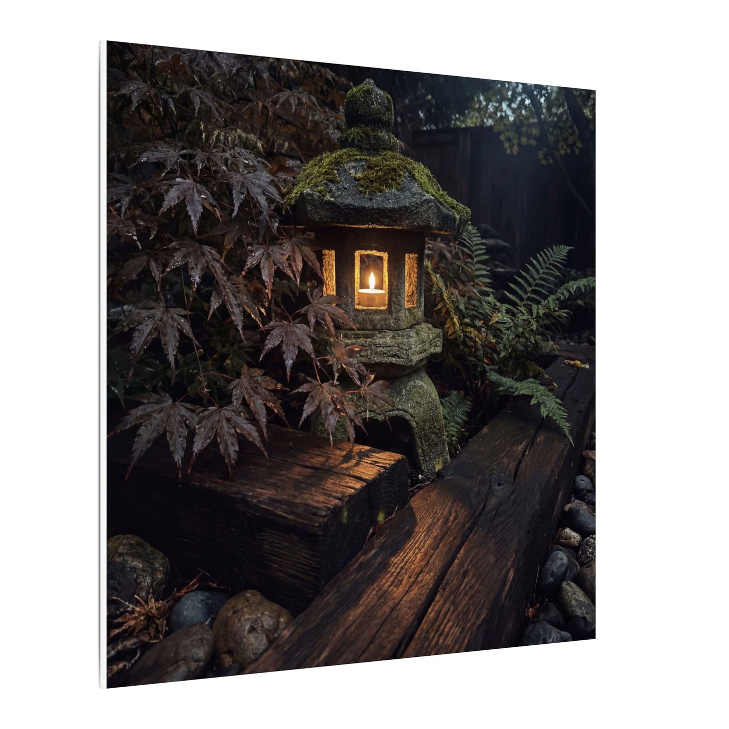 Moody Moonlit Garden Canvas Art - Shadow Zen Dark Japandi