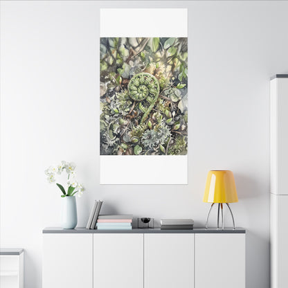 Fern Unfurling Spring Canvas Art | Japandi Neutral Design