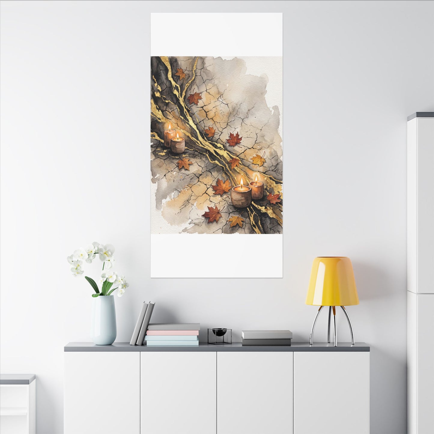 Cracked Earth Autumn Canvas Art | Japandi Warm Design