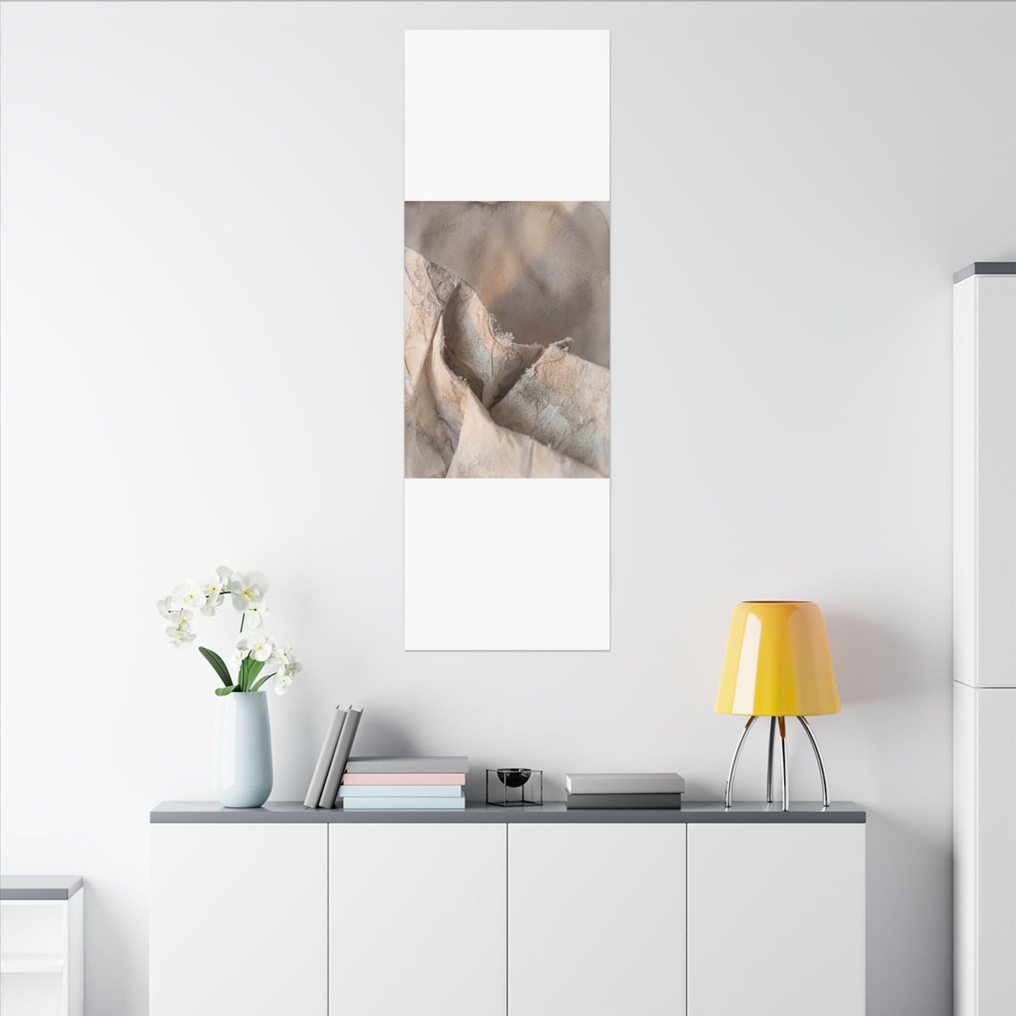 Japandi Paper Fold in Candlelight | Watercolor Canvas Art