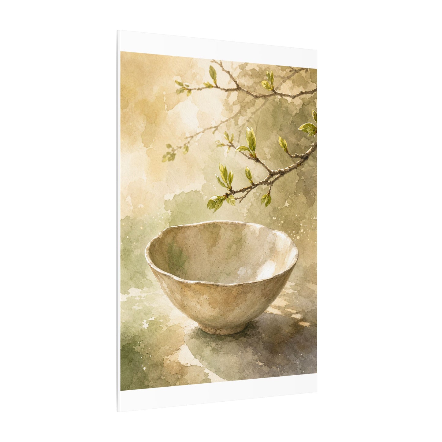 Warm Ceramic Bowl Canvas Art - Watercolor Japandi