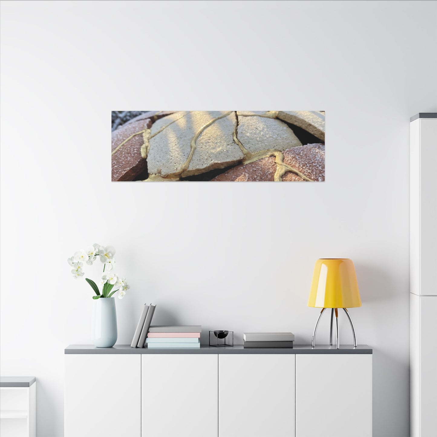 Broken Pottery Crackle Gold Canvas Art | Healing Kintsugi Art