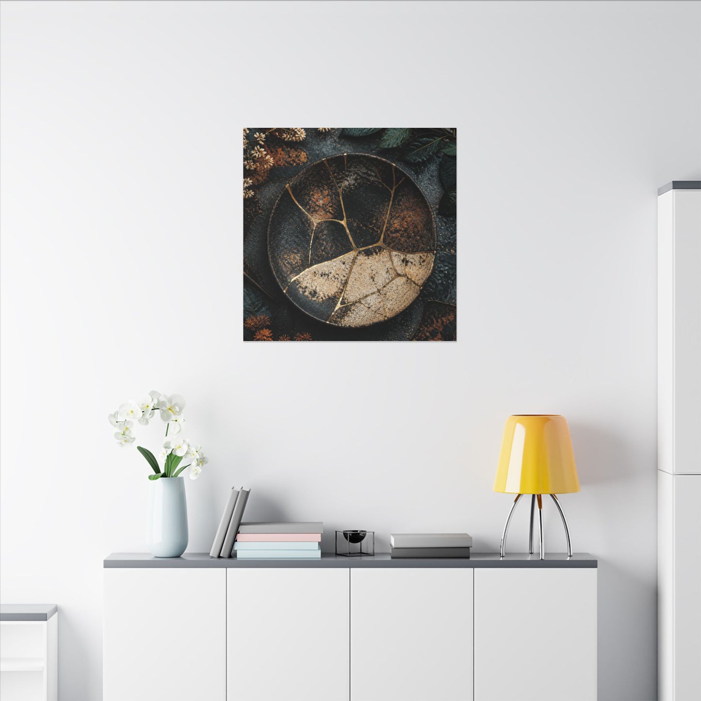 Kintsugi Rust Patina in Dawn | Gold Repair Canvas Art