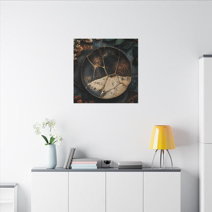 Kintsugi Rust Patina in Dawn | Gold Repair Canvas Art
