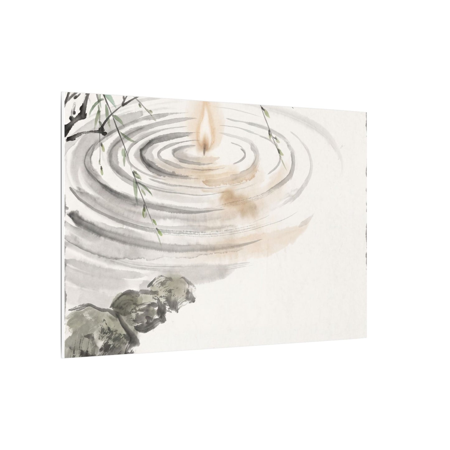 Water Ripple Sumi E Canvas Art | Tranquil Zen Art