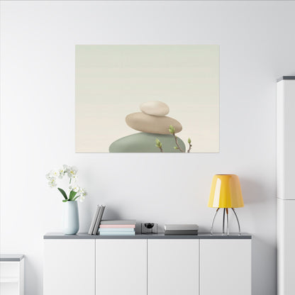 Dawn River Stones Canvas Art - Japandi Fukinsei