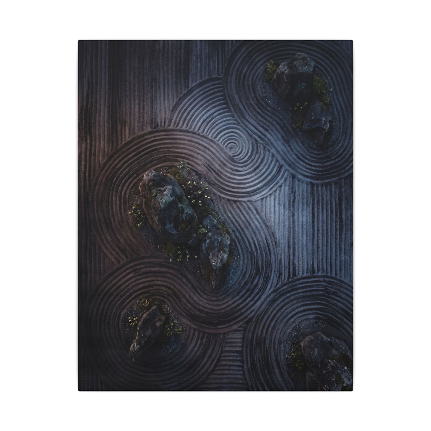 Spring Rock Garden Charcoal Ink Canvas Art | Bold Decor