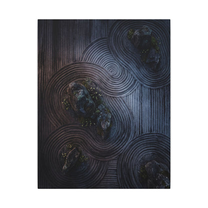 Spring Rock Garden Charcoal Ink Canvas Art | Bold Decor