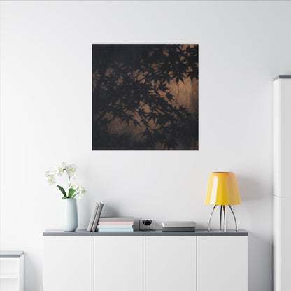 Shadow Play Autumn Canvas Art | Dark Japandi Atmospheric Design