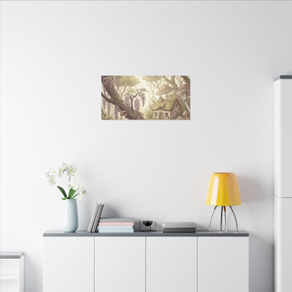 Summer Wisteria Mushroom Illustration Canvas Art | Enchanting Decor