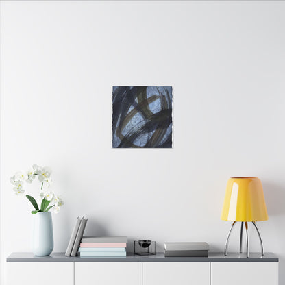 Ink Brushstroke Canvas Art | Winter Dark Japandi Shadow Zen Art