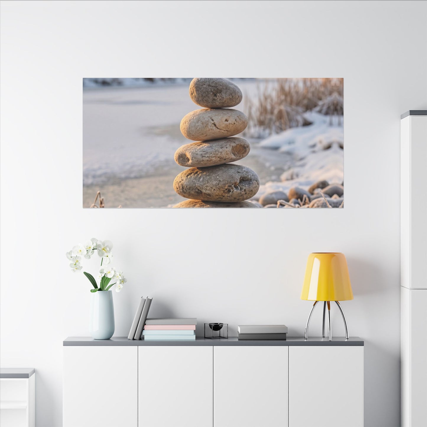 Ma River Stones Canvas Art - Japandi Japanese Pattern