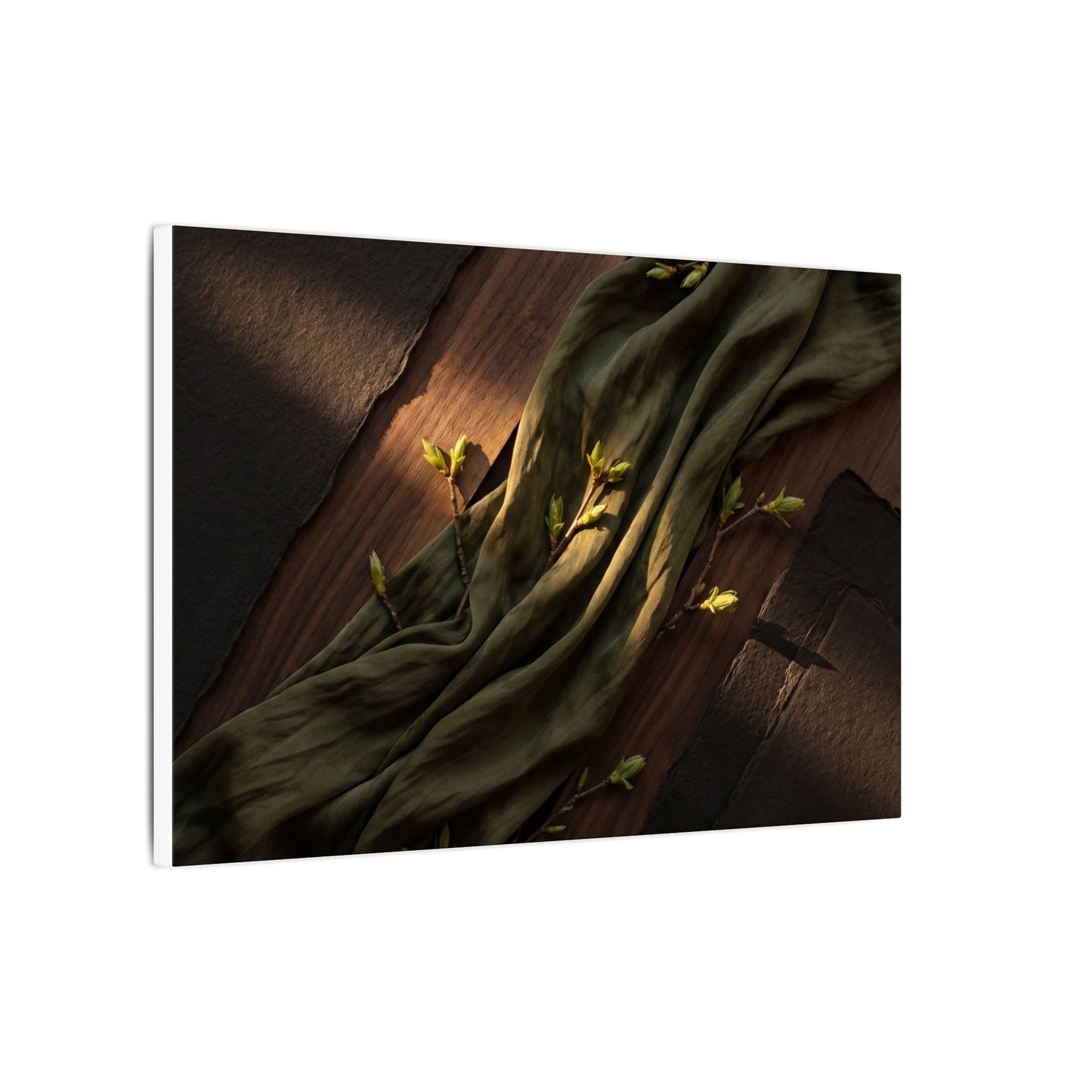 Silk Drape Canvas Art | Spring Dark Japandi Dark Texture Art