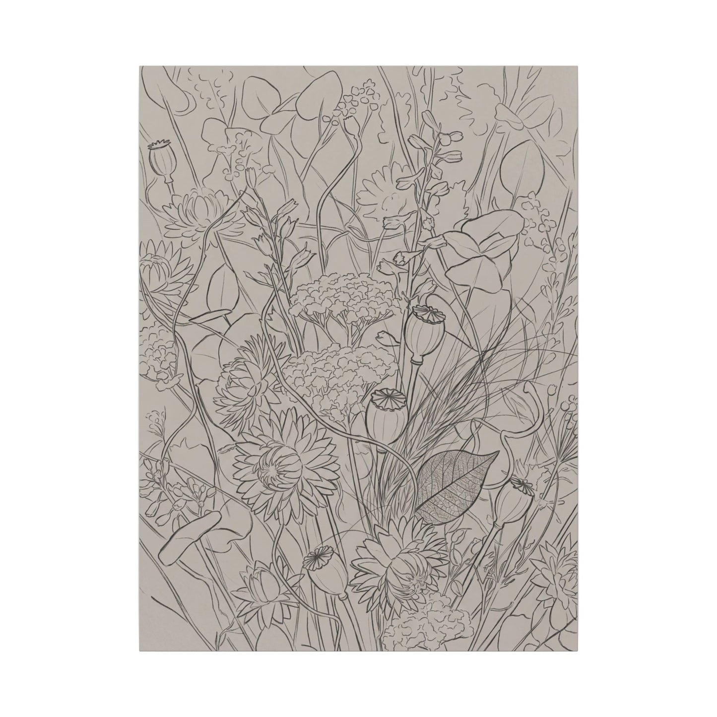 Summer Dried Flowers Minimal Line Canvas Art | Elegant Decor