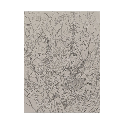 Summer Dried Flowers Minimal Line Canvas Art | Elegant Decor