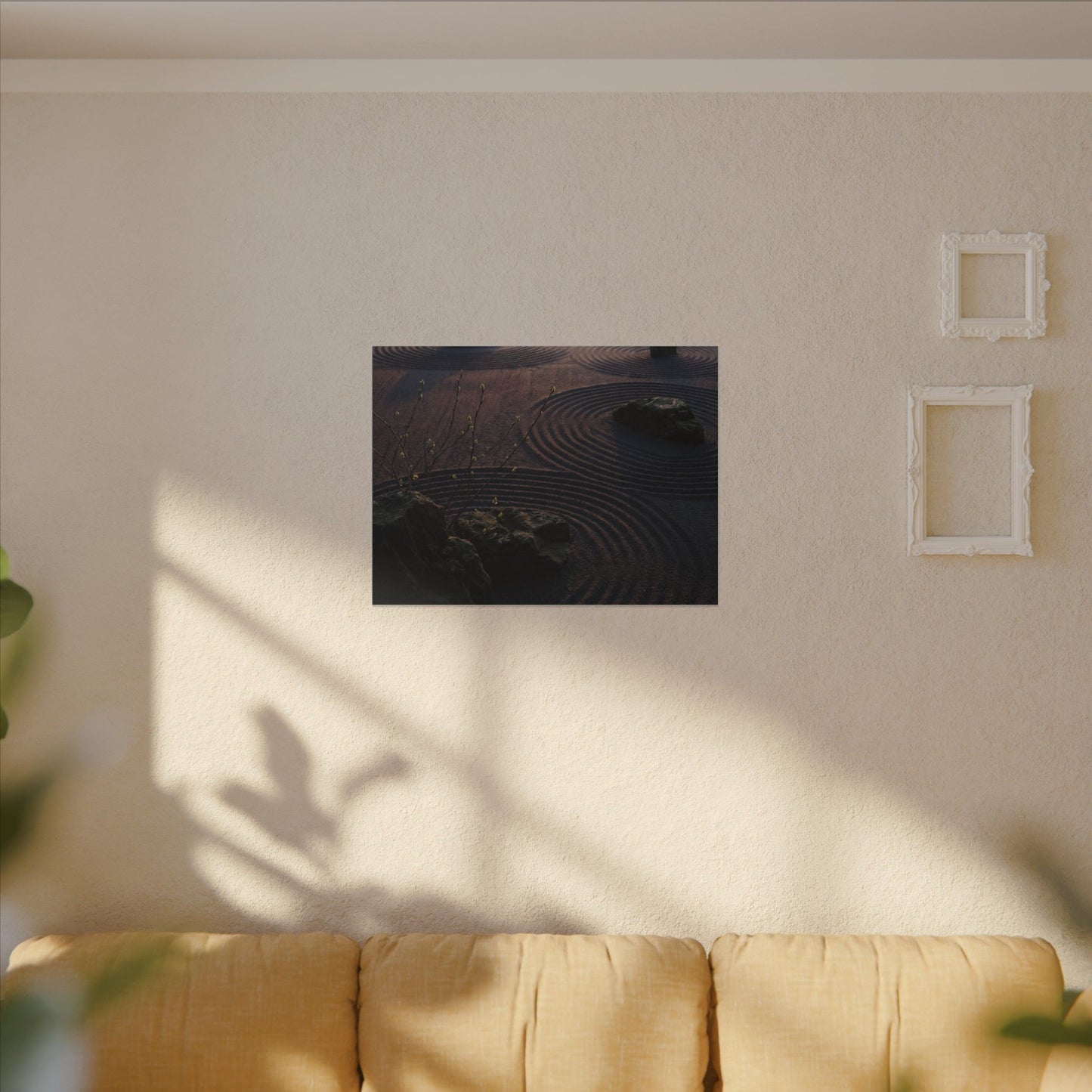 Spring Rock Garden Shadow Zen Canvas Art | Luxurious Decor