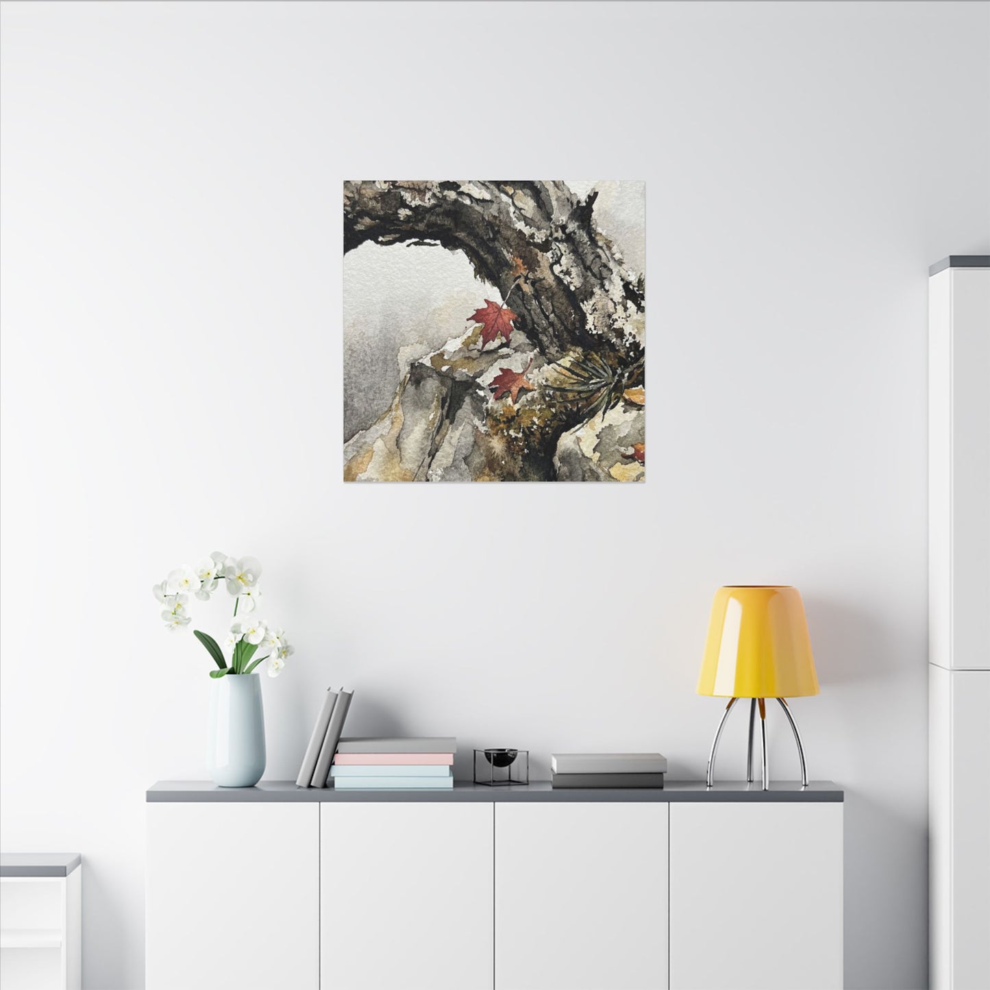 Pine Tree Autumn Canvas Art | Japandi Earthy Design