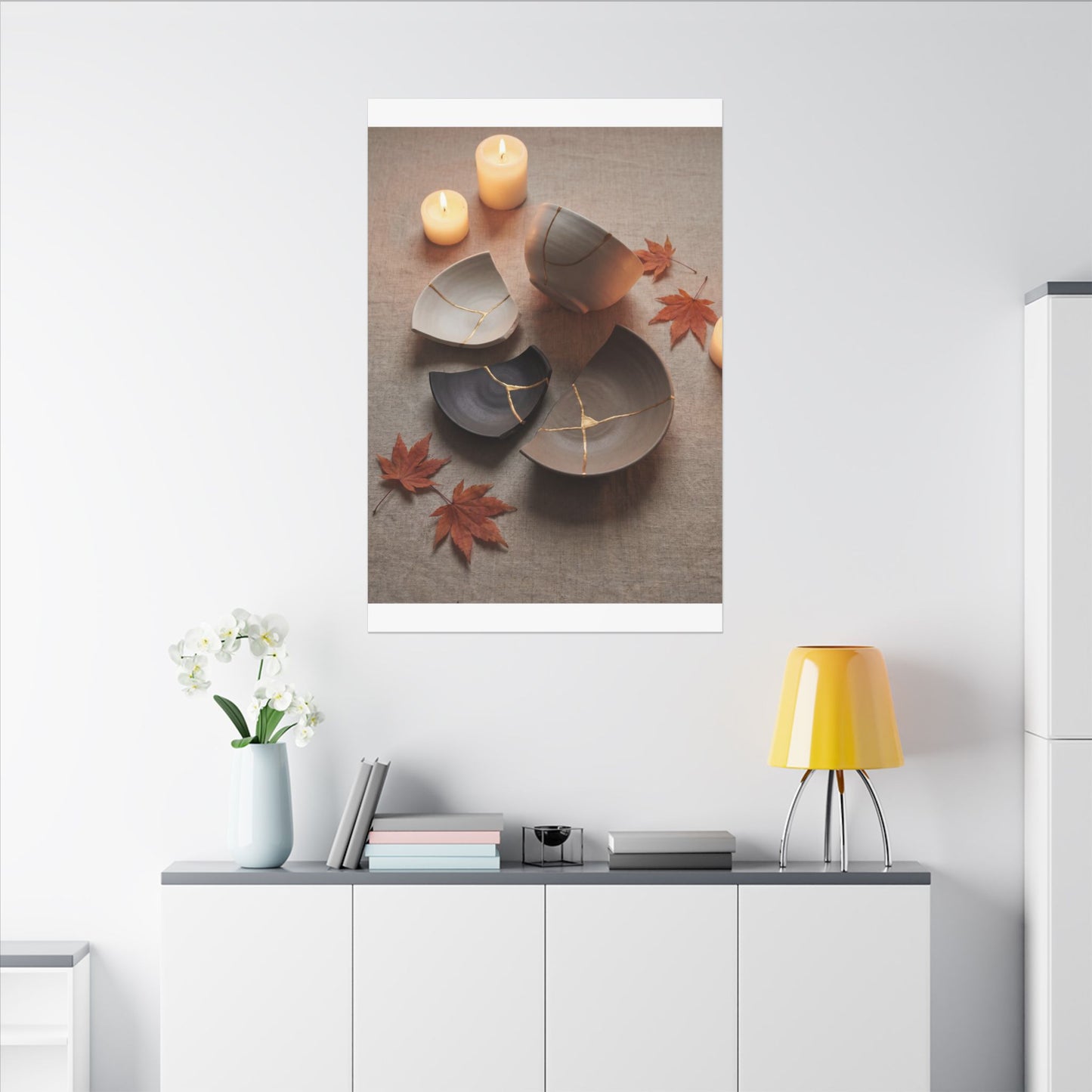 Candlelight Broken Pottery Canvas Art - Japandi Ma