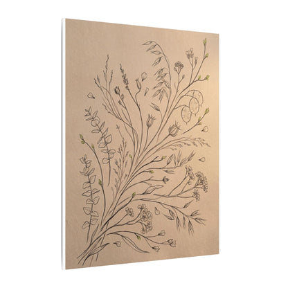 Japandi Dried Flowers in Golden Hour | Minimal Line Canvas Art