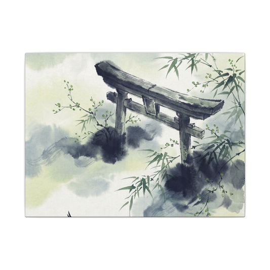 Torii Gate Sumi E Canvas Art | Serene Zen Art