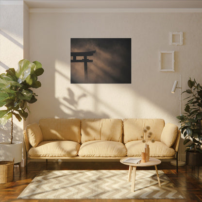 Torii Gate Shadow Zen Canvas Art | Bold Dark Japandi Art