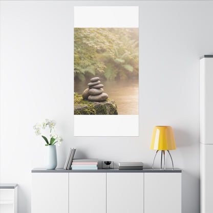Cozy River Stones Canvas Art - Japanese Pattern Japandi