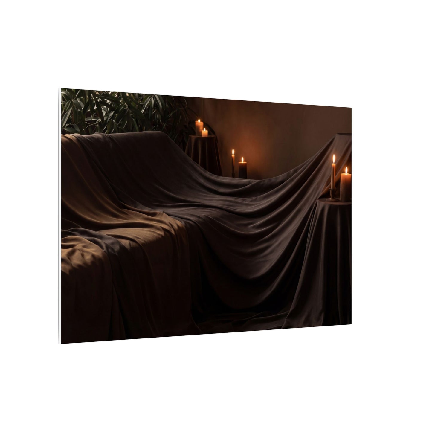 Candlelight Silk Drape Canvas Art - Dark Japandi Ma