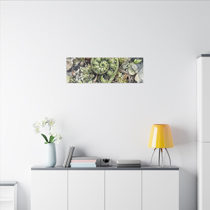 Fern Unfurling Spring Canvas Art | Japandi Neutral Design