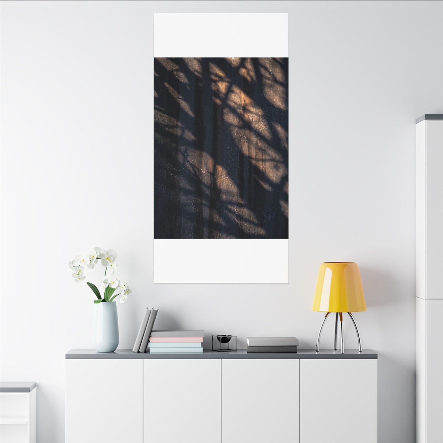 Dark Japandi Shadow Play in Golden Hour | Shadow Zen Canvas Art