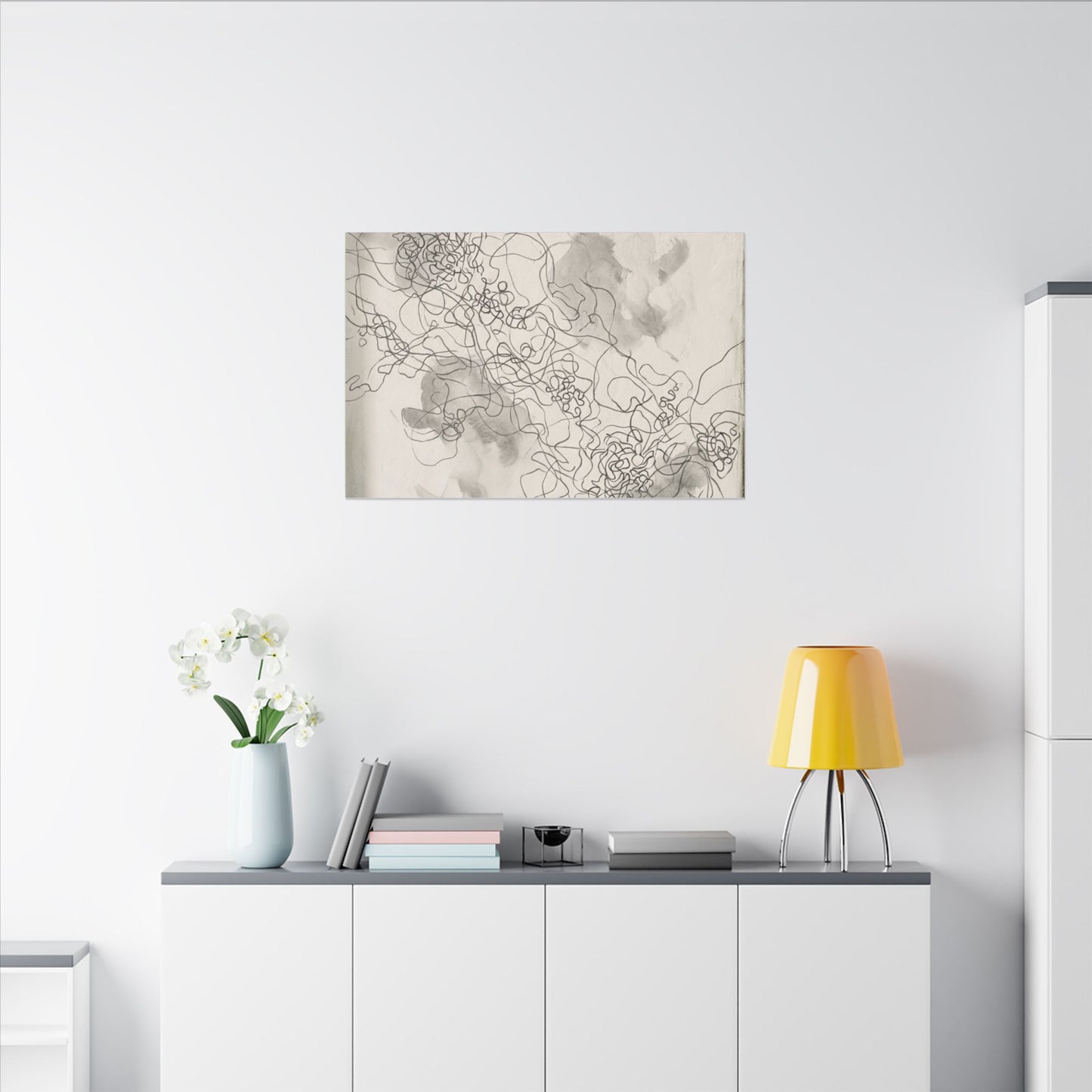Shadow Play Spring Canvas Art | Dark Japandi Sophisticated Design