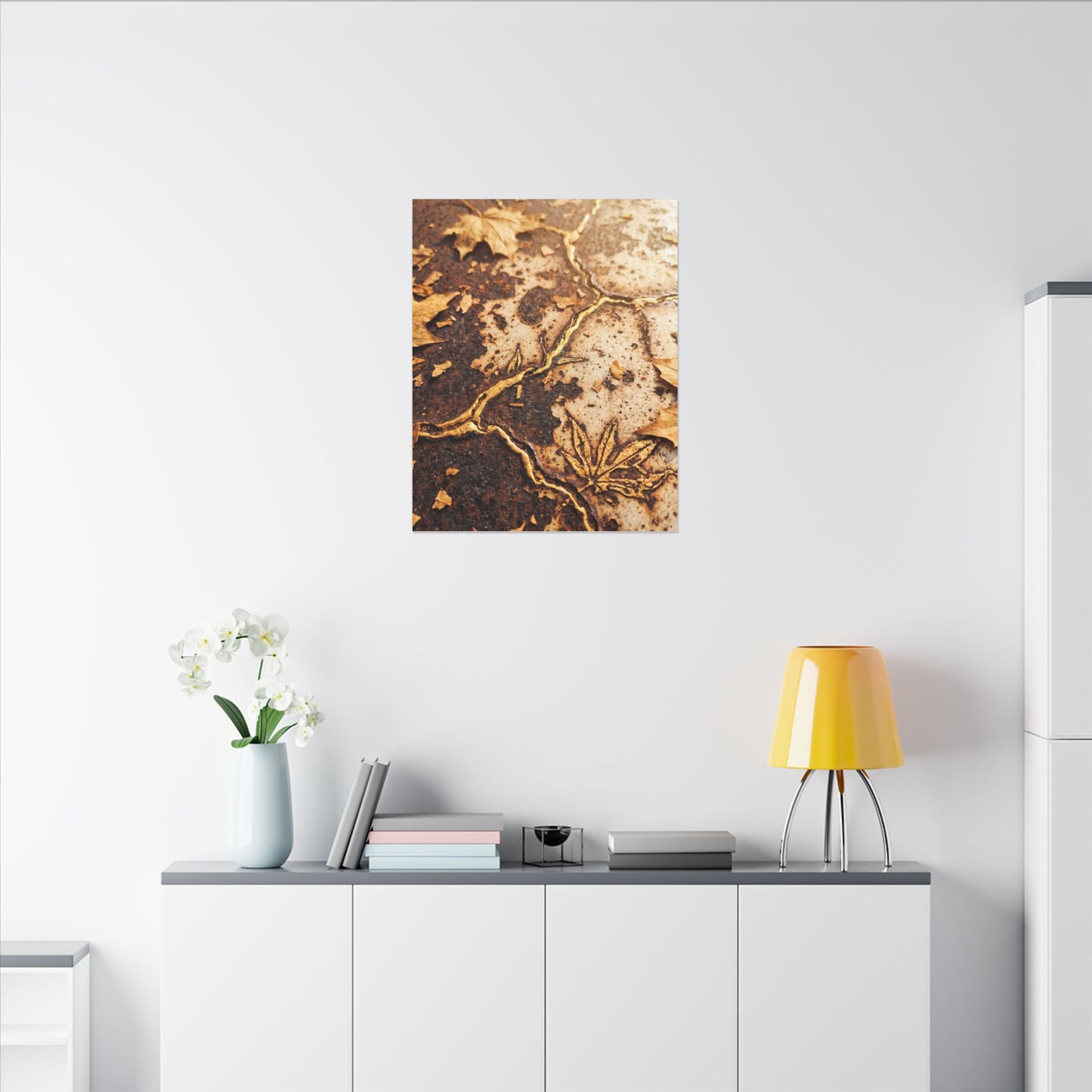 Kintsugi Rust Patina in Golden Hour | Gold Vein Canvas Art