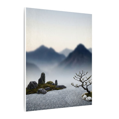 Mountain Mist Karesansui Canvas Art | Contemplative Zen Art