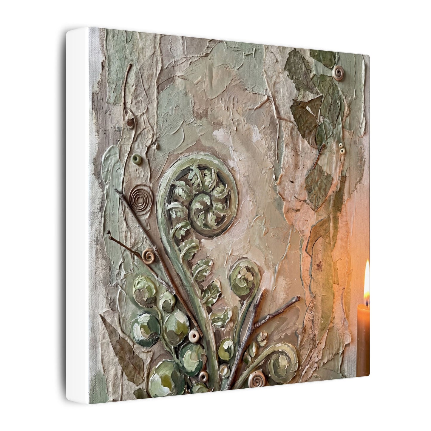 Datsuzoku Fern Unfurling Canvas Art - Japandi Texture