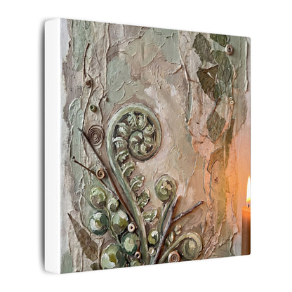 Japandi Fern Unfurling in Candlelight | Texture Canvas Art