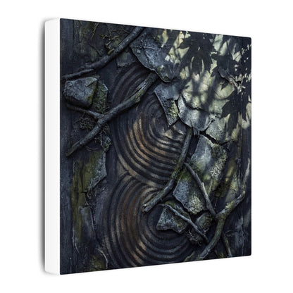 Rock Garden Canvas Art | Winter Dark Japandi Dark Texture Art