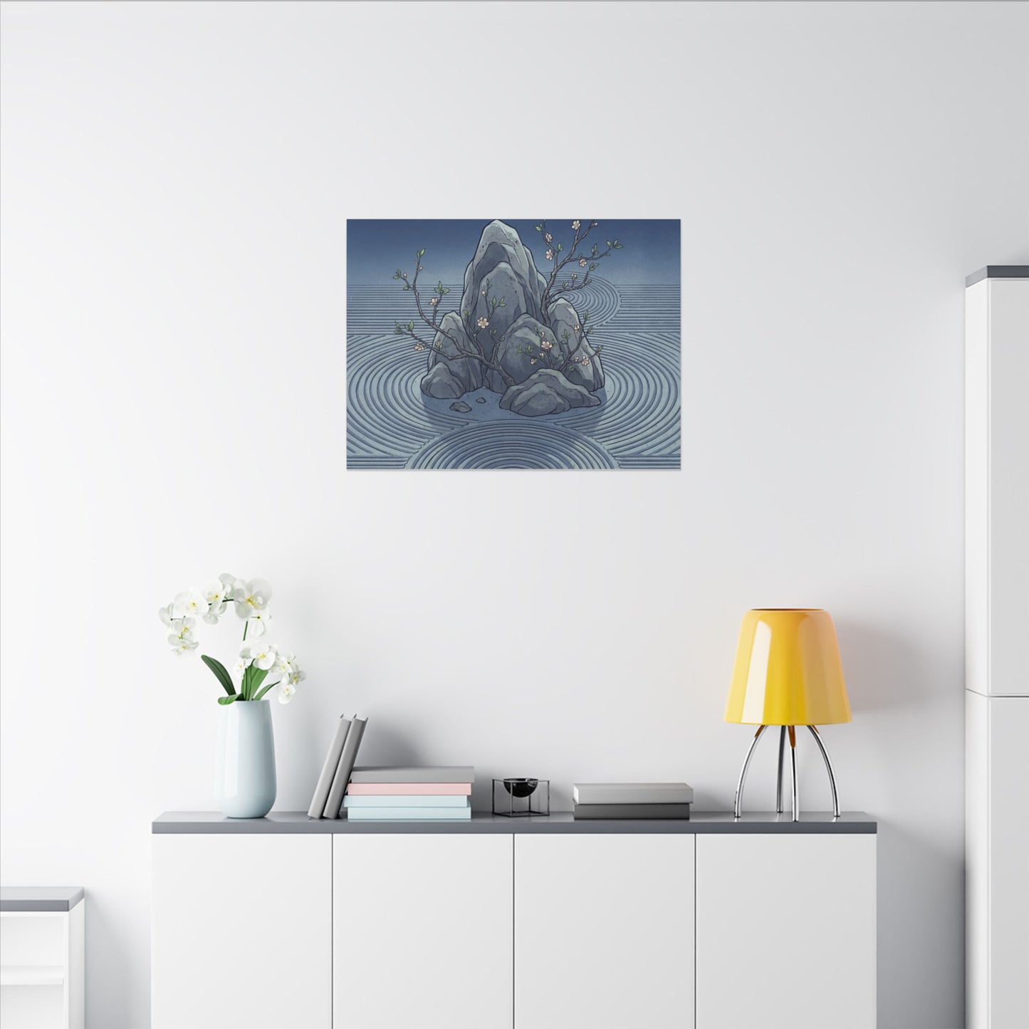 Spring Rock Garden Ukiyo E Inspired Canvas Art | Tranquil Decor
