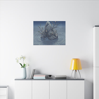 Spring Rock Garden Ukiyo E Inspired Canvas Art | Tranquil Decor