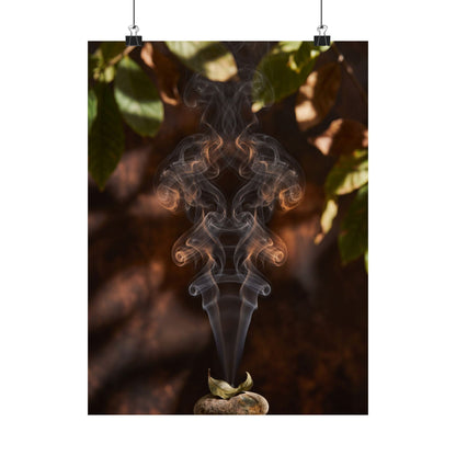 Dark Japandi Incense Smoke in Dappled | Shadow Zen Wall Art Print