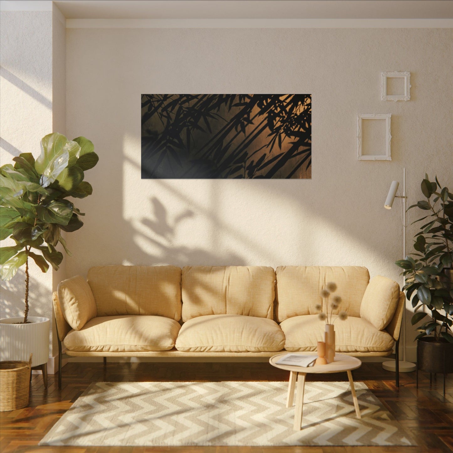 Sophisticated Shadow Play Canvas Art - Shadow Zen Dark Japandi