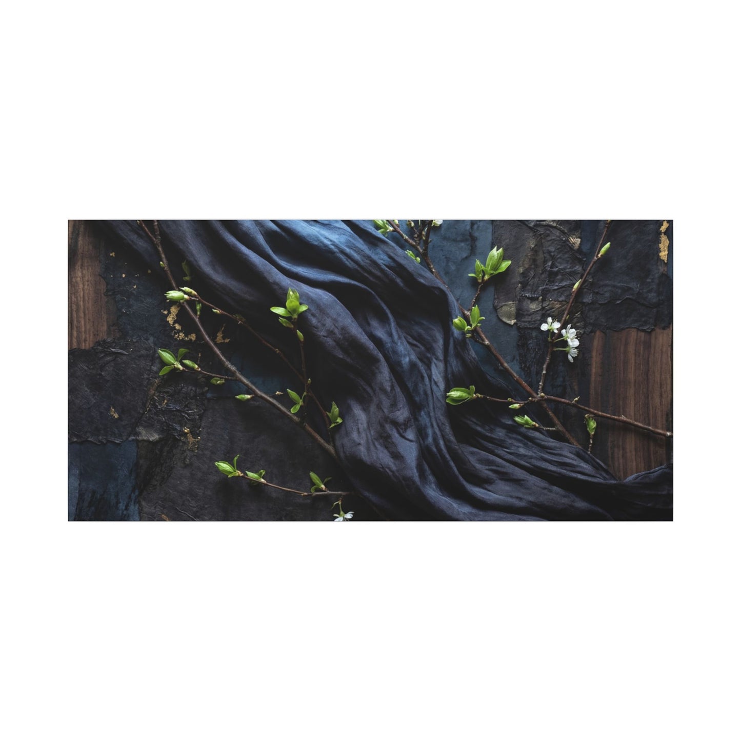 Spring Silk Drape Dark Texture Canvas Art | Atmospheric Decor